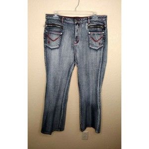 Crest Womens Jeans Sz 22 Embroidered Acid Wash Zipper Details Straight Relaxed